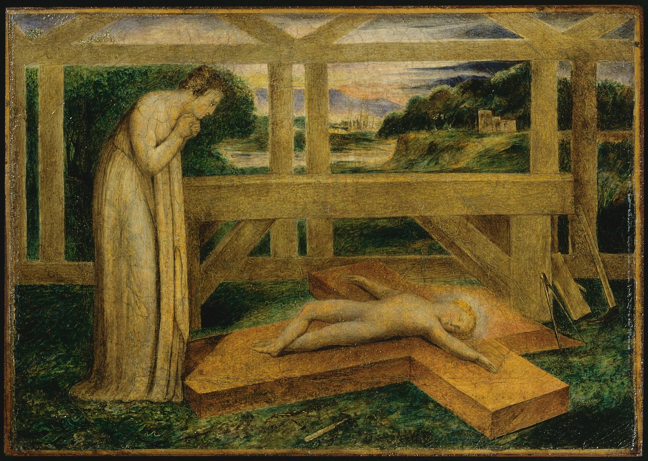 Kristovo dítě spí na kříži od William Blake