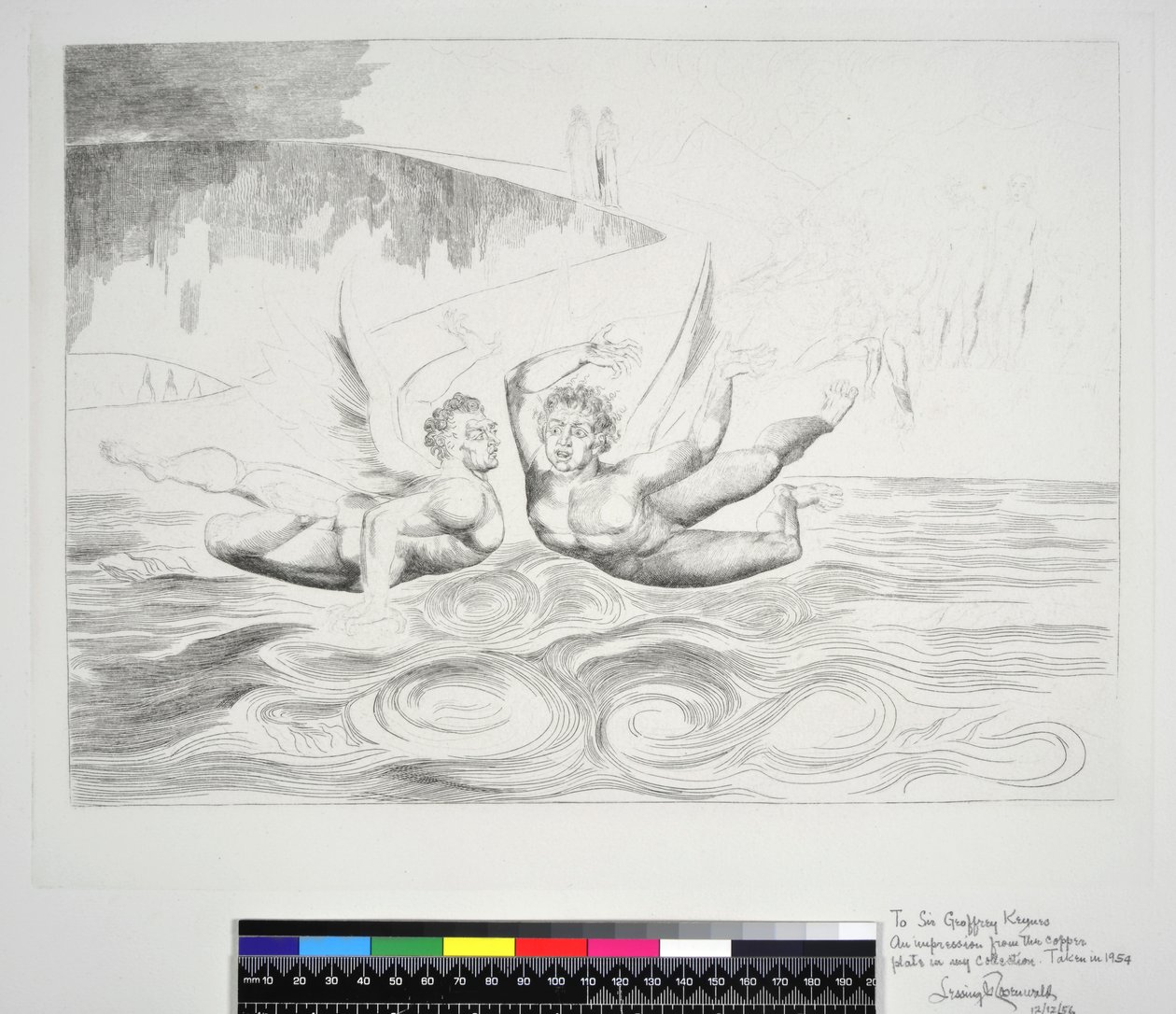 Kruh zkorumpovaných úředníků: Ďáblové se navzájem maulují, Canto XXII, ilustrace k „Božské komedii“ od Dante Alighieriho, 1954 od William Blake