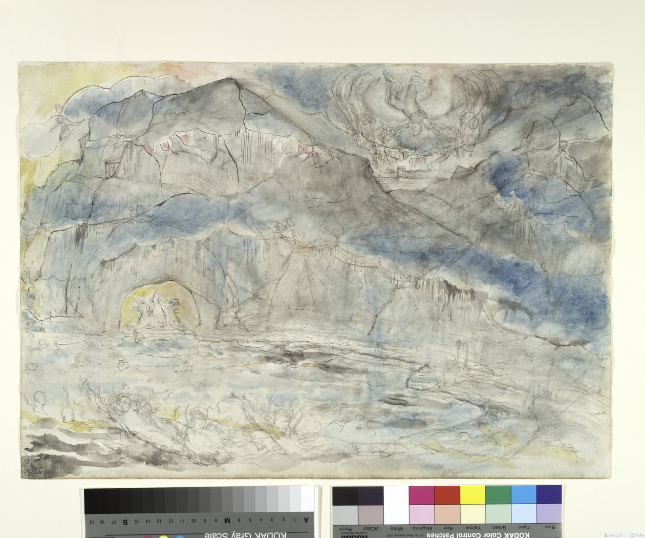 Kruh žroutů s Cerberem, ilustrace k Božské komedii od Dante Alighieriho, 1824-27 (pero a inkoust s wc přes tužku a křídu na papíře) od William Blake