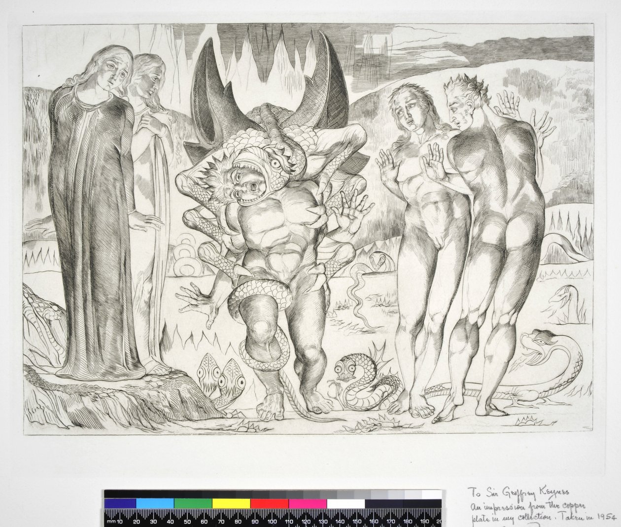 The Circle of the Thieves: Agnolo Brunelleschi Attacked by a Six-footed Serpent Inferno, Canto XXV, ilustrace k 