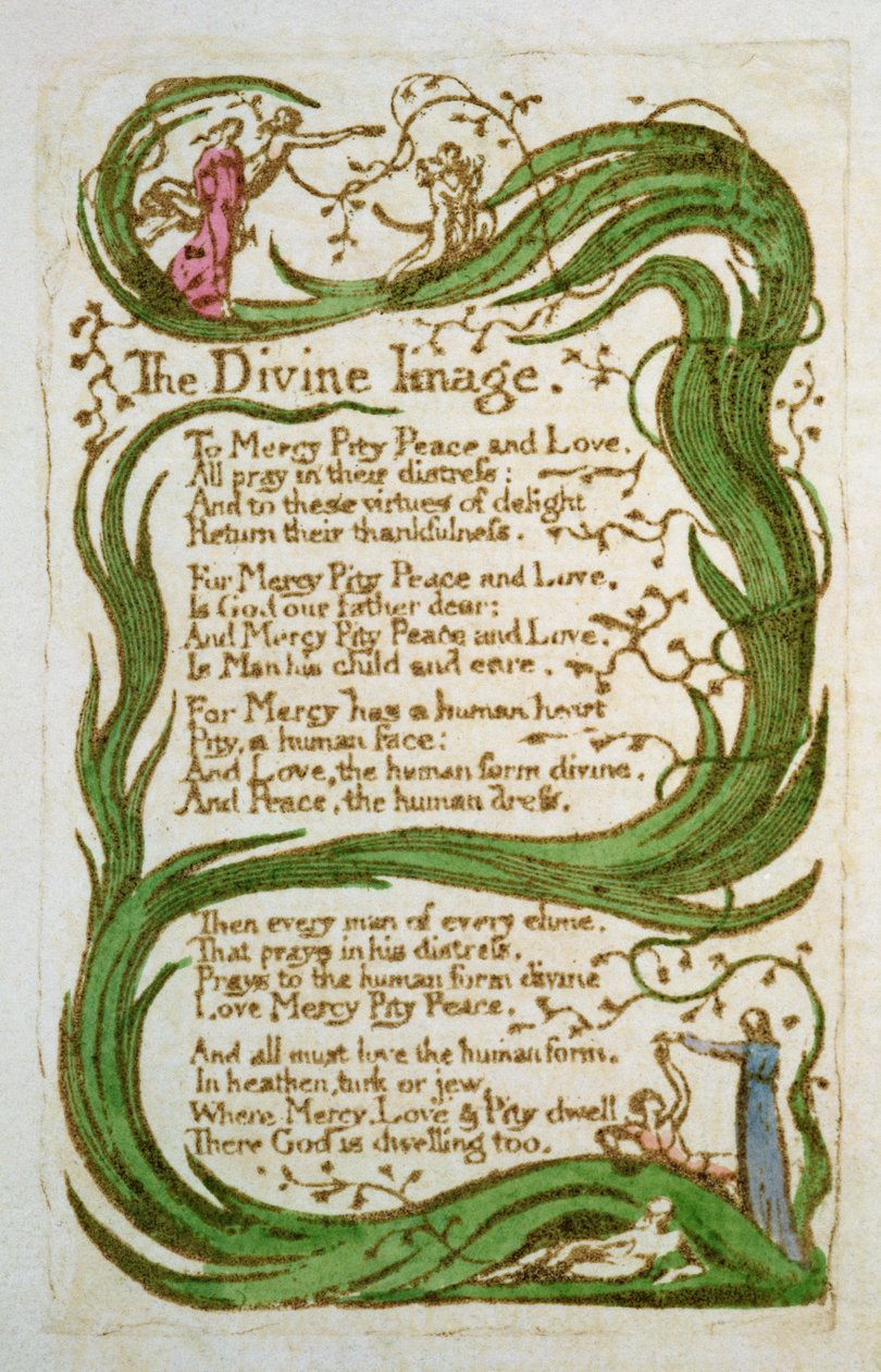 Božský obraz, z Songs of Innocence, 1789 (barevný lept) od William Blake