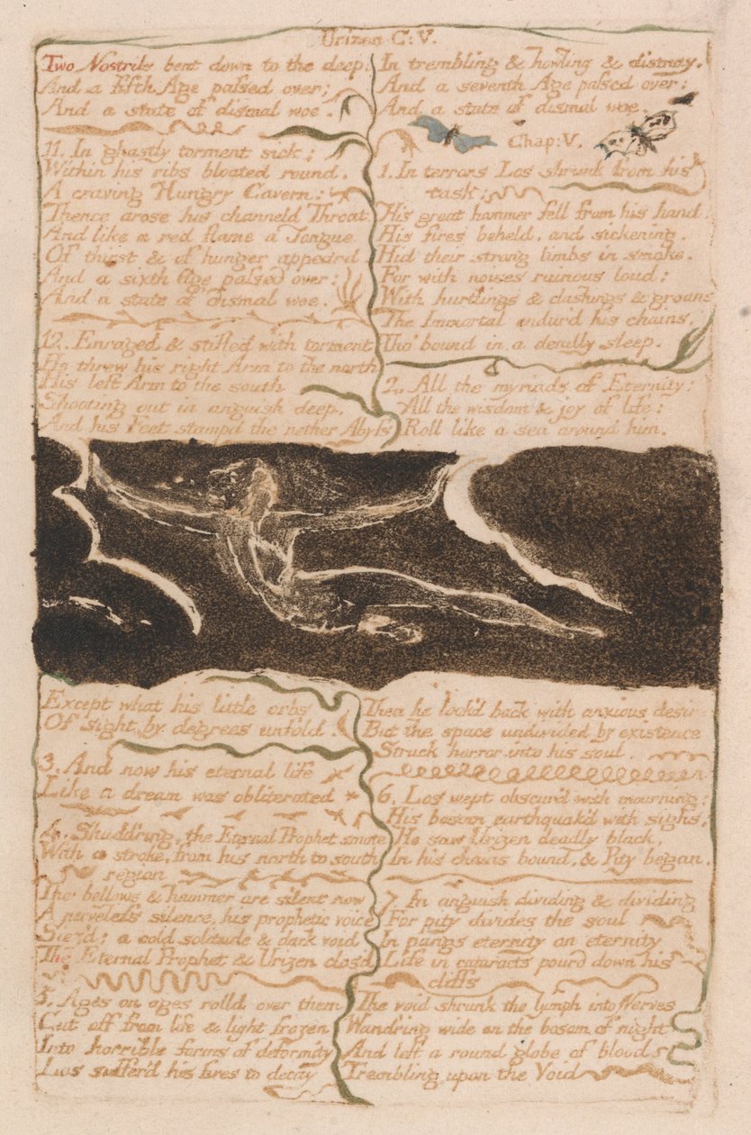 První kniha Urizena, talíř 16, dvě nozdry ohnuté dolů do hloubky ... (Bentley 13) od William Blake