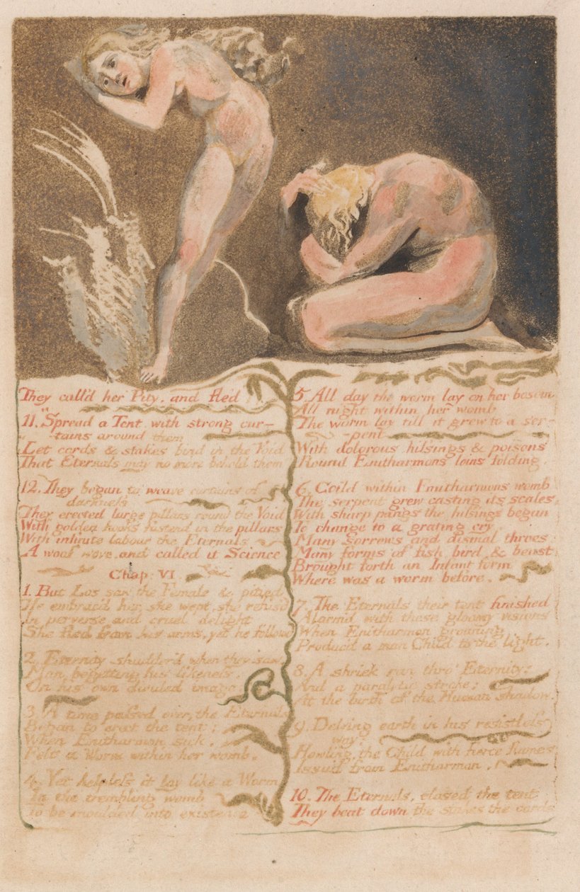 První kniha Urizena, talíř 19, říkali jí lítost a uprchli ... (Bentley 19) od William Blake