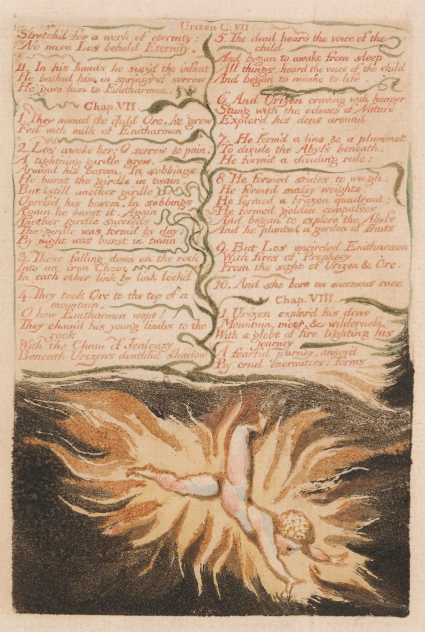 První kniha Urizena, deska 22, Stretchd pro dílo věčnosti .... (Bentley 20) od William Blake