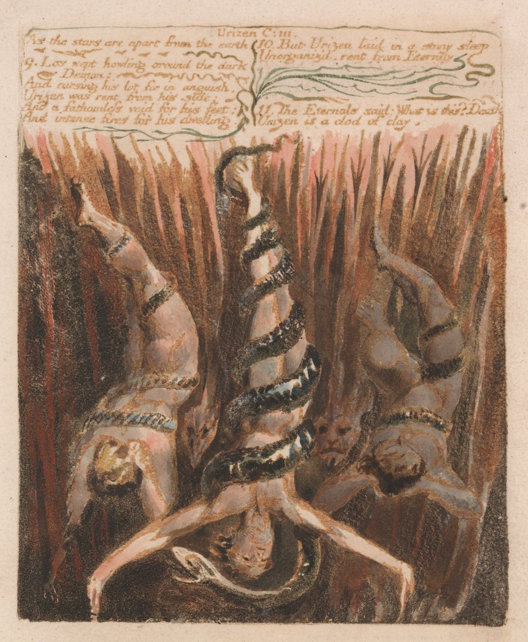 První kniha Urizena, deska 9, od William Blake
