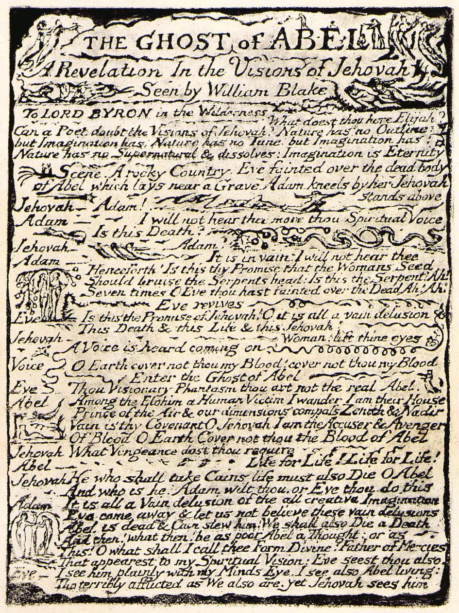 Abelův duch, strana 1 od William Blake