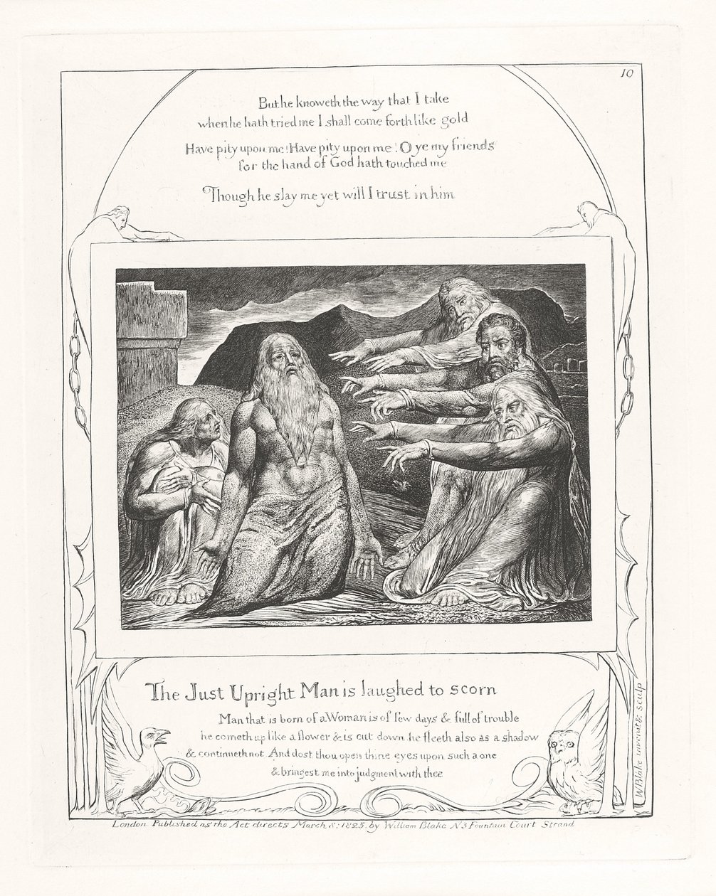 Spravedlivý muž se vysmívá k opovržení, 1825 od William Blake