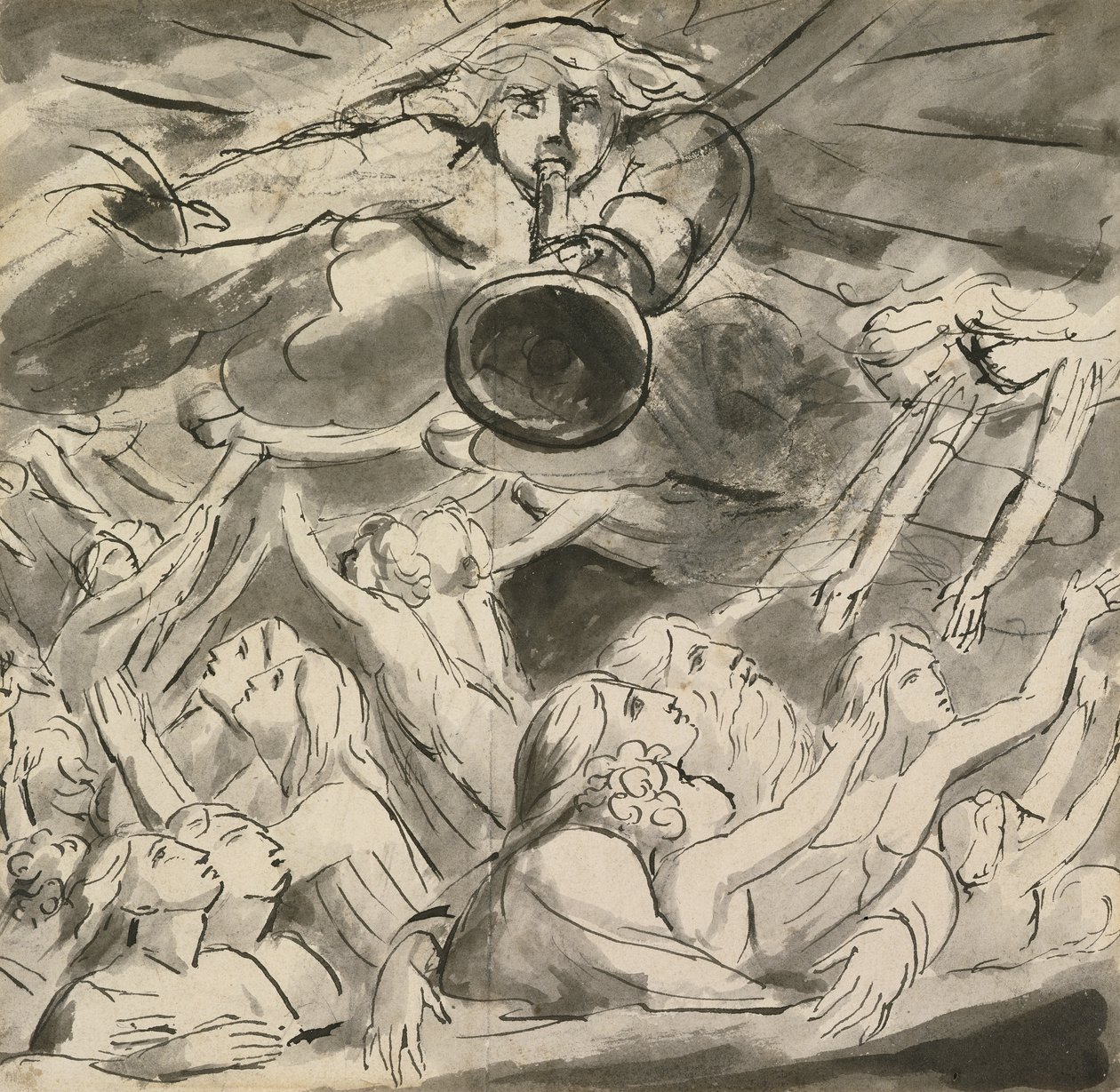 Poslední trubka (pero a tuš smytí na papíře) od William Blake