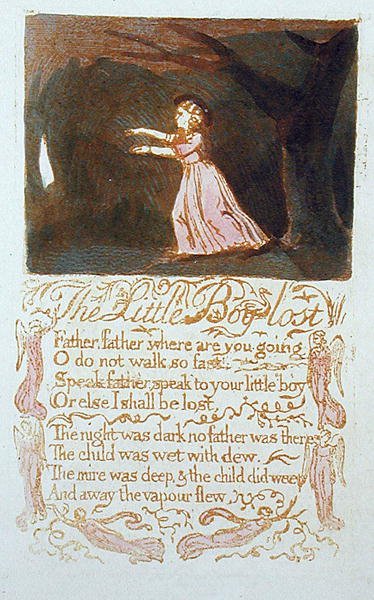 The Little Boy Lost, deska 20 z Songs of Innocence, 1789 (reliéfní lept s wc) od William Blake