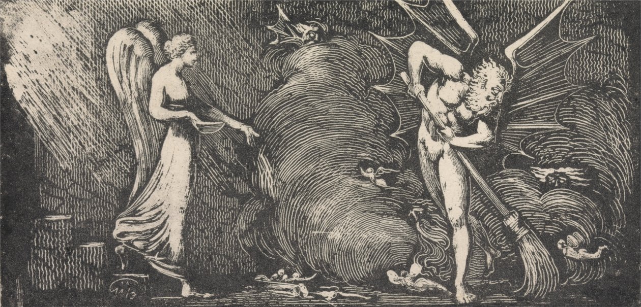 Muž zametající salon tlumočníků od William Blake