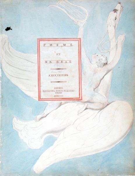 Pindaric Genius Receiving his Lyre, titulní strana z The Poems of Thomas Gray, publikovaná v letech 1797-98 (wc s perem a černým inkoustem na papíře) od William Blake