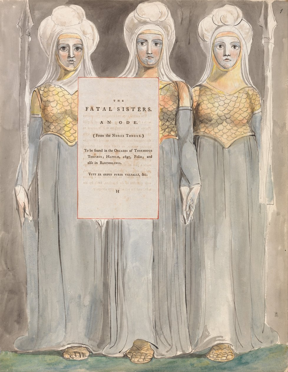 Básně Thomase Graye, Design 67, The Fatal Sisters. od William Blake