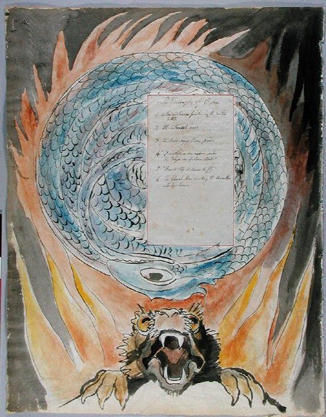 The Triumphs of Owen, design 86 z The Poems of Thomas Gray, 1797-1798 (wc s perem a inkoustem na papíře) od William Blake