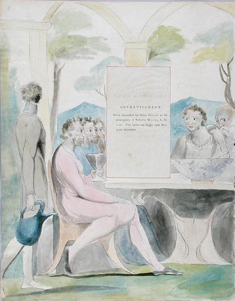 The Triumphs of Owen, design 88 z The Poems of Thomas Gray, 1797-98 (wc s perem a inkoustem na papíře) od William Blake