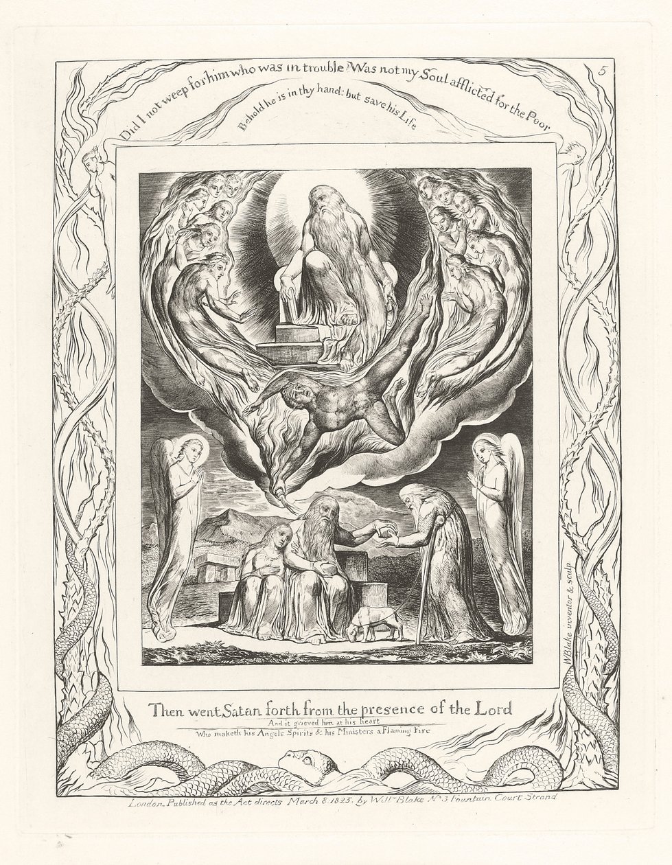 Potom Satan vyšel z přítomnosti Páně, 1825 od William Blake