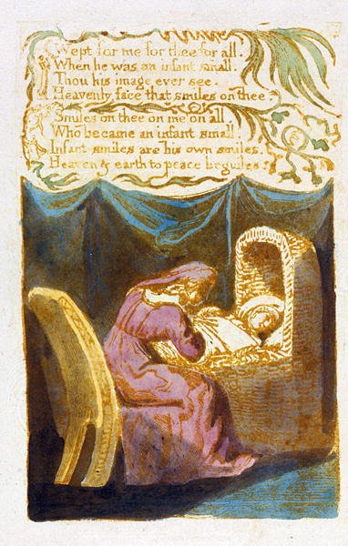 Wept for Me (pokračování) deska 19 z Songs of Innocence, 1789 (reliéfní lept s wc) od William Blake