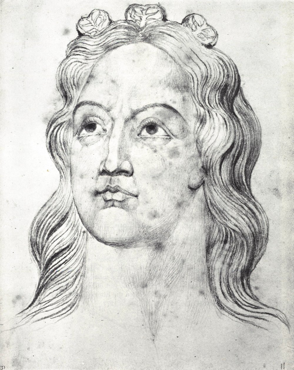 William Blake, vizionářská hlava královny Eleonory, manželky Edwarda I. od William Blake