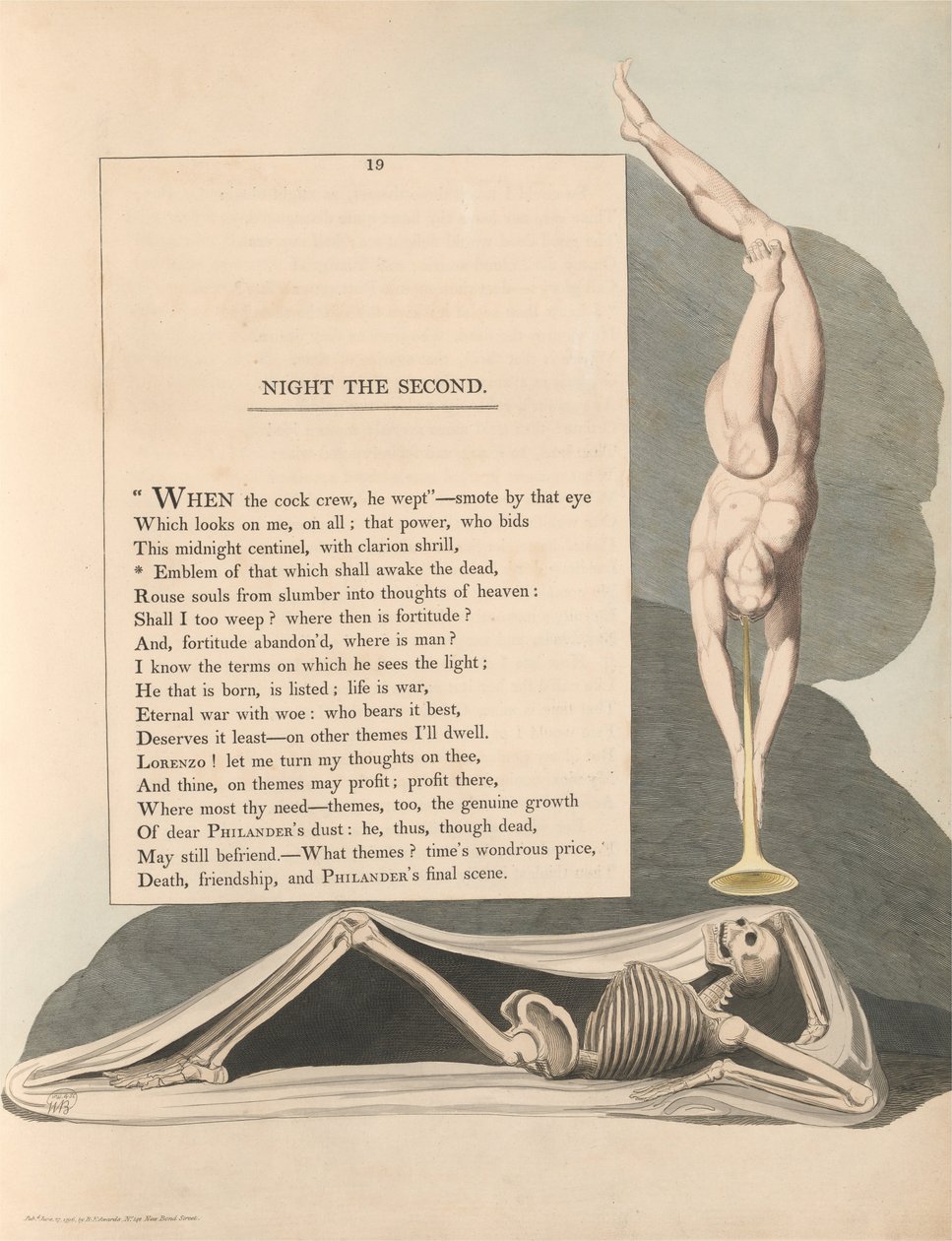 Myšlenky na noc mladých, strana 19, znak toho, co probudí mrtvé od William Blake