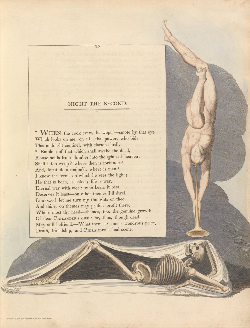 Youngs Night Thoughts, Strana 19, znak toho, co probudí mrtvé od William Blake