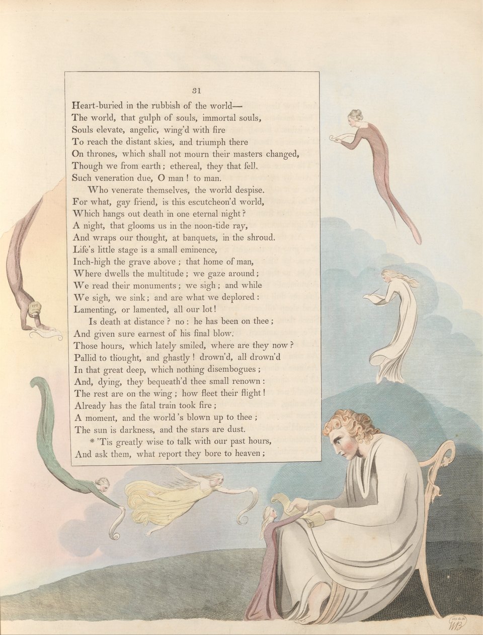 Myšlenky na noc mladých, strana 31, je velmi moudré si promluvit s naší minulou hodinou od William Blake