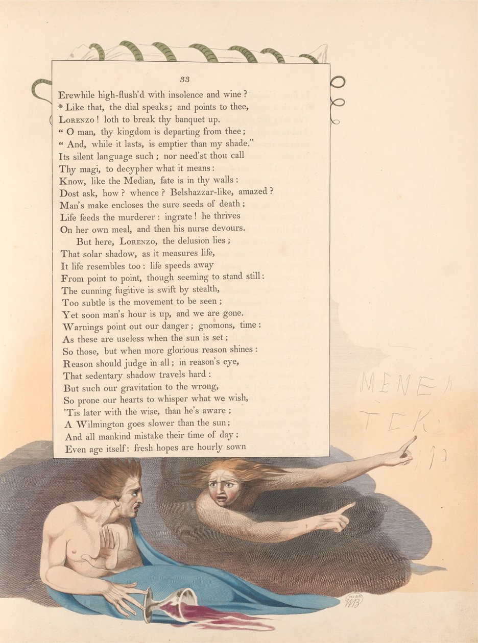 Myšlenky na noc mladých, Strana 33, takhle mluví číselník; a ukazuje na tebe od William Blake