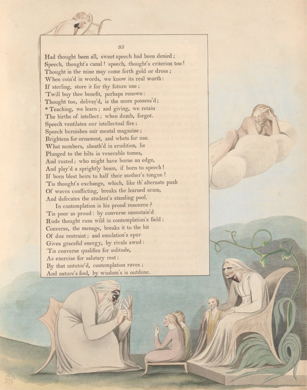 Myšlenky na noc mladých, Strana 35, Výuka, Učíme se; a dáváme, ponecháváme si od William Blake