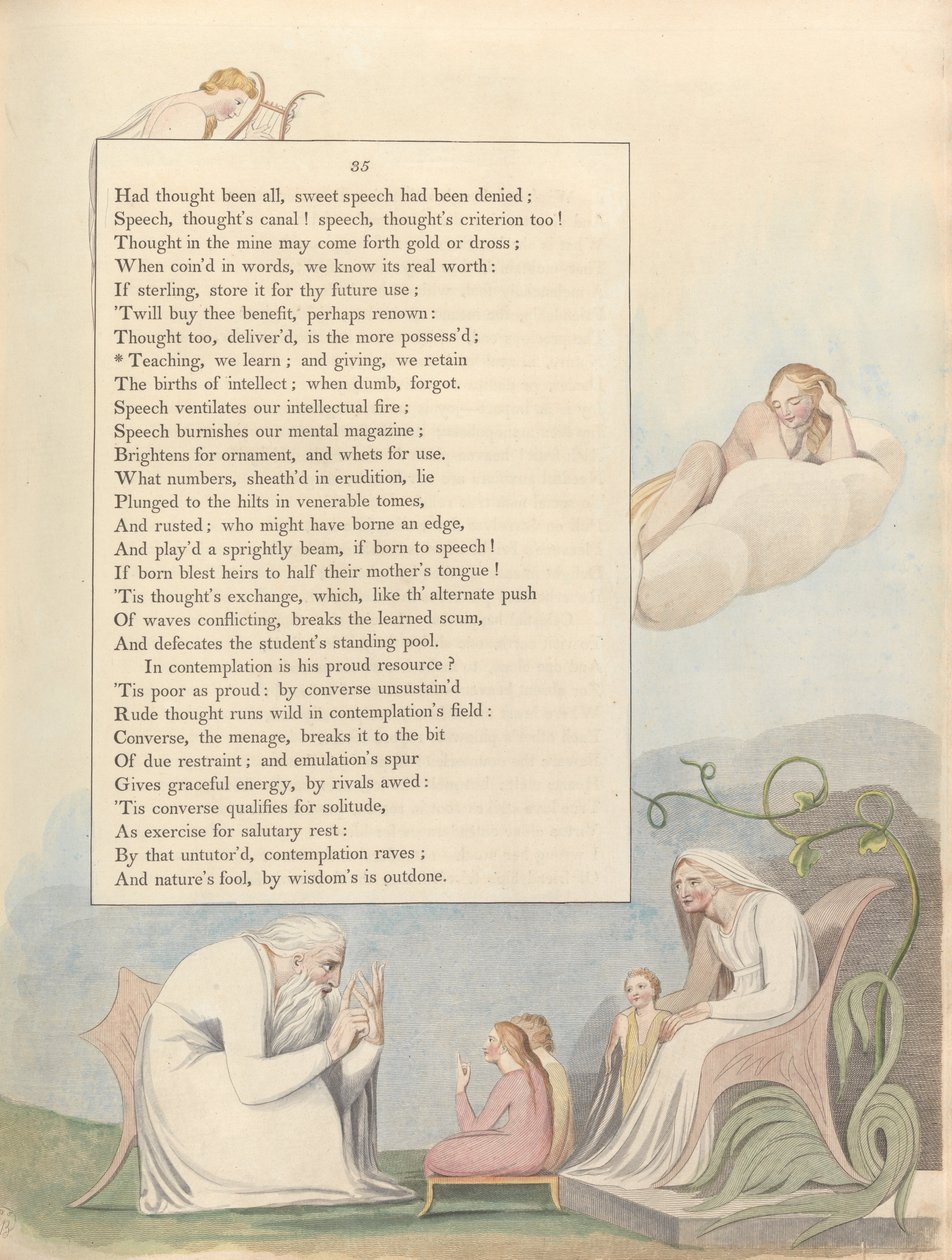 Myšlenky na noc mladých, Strana 35, Výuka, učíme se; a dávání, ponecháváme si od William Blake