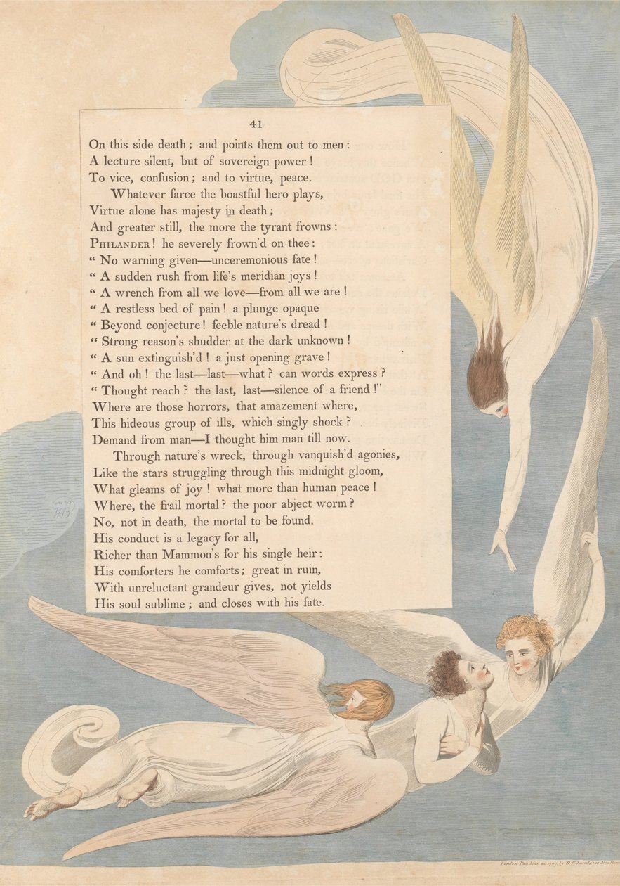 Myšlenky na noc mladých, Strana 41, Jedna zářivá značka; smrtelné lůžko spravedlivého od William Blake