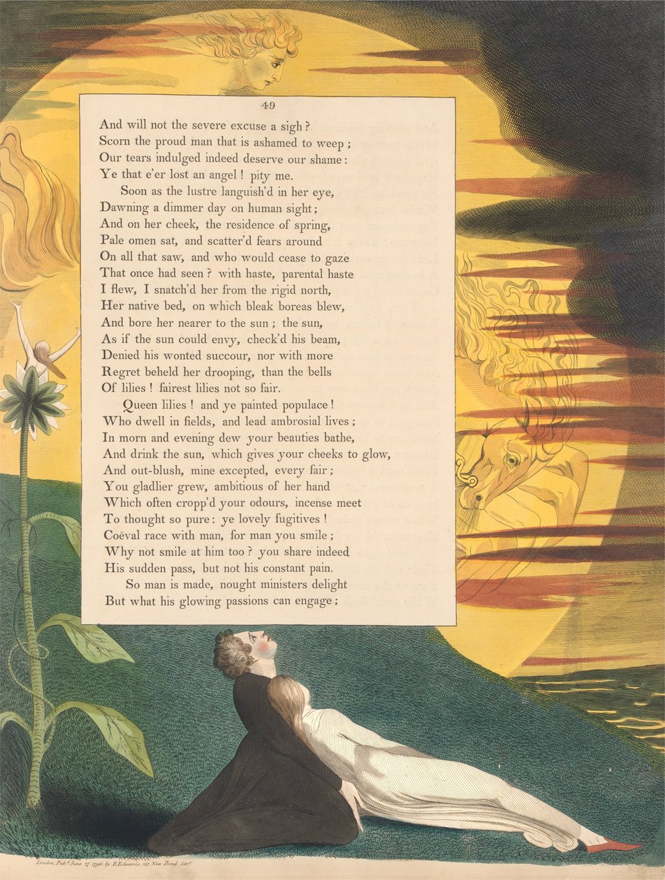 Myšlenky na mladou noc, strana 49, jako by slunce závidělo, kontroluje jeho paprsek od William Blake