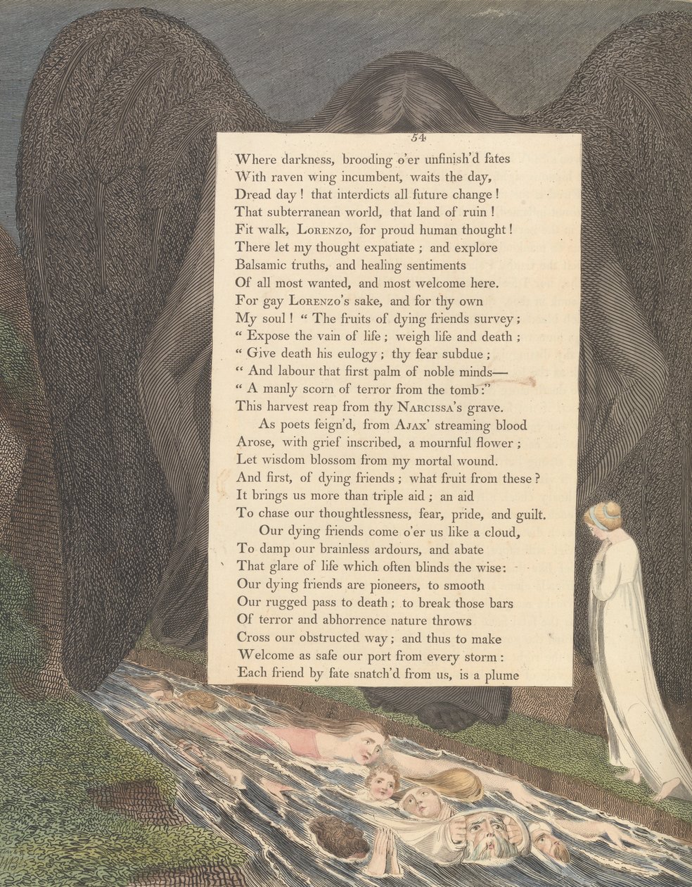 Myšlenky na noc mladých, Strana 54, Údolí smrti! to tiché cimmerické údolí od William Blake