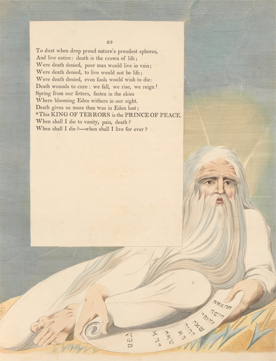 Myšlenky na noc mladých, strana 63, tento král hrůzy je princem míru od William Blake