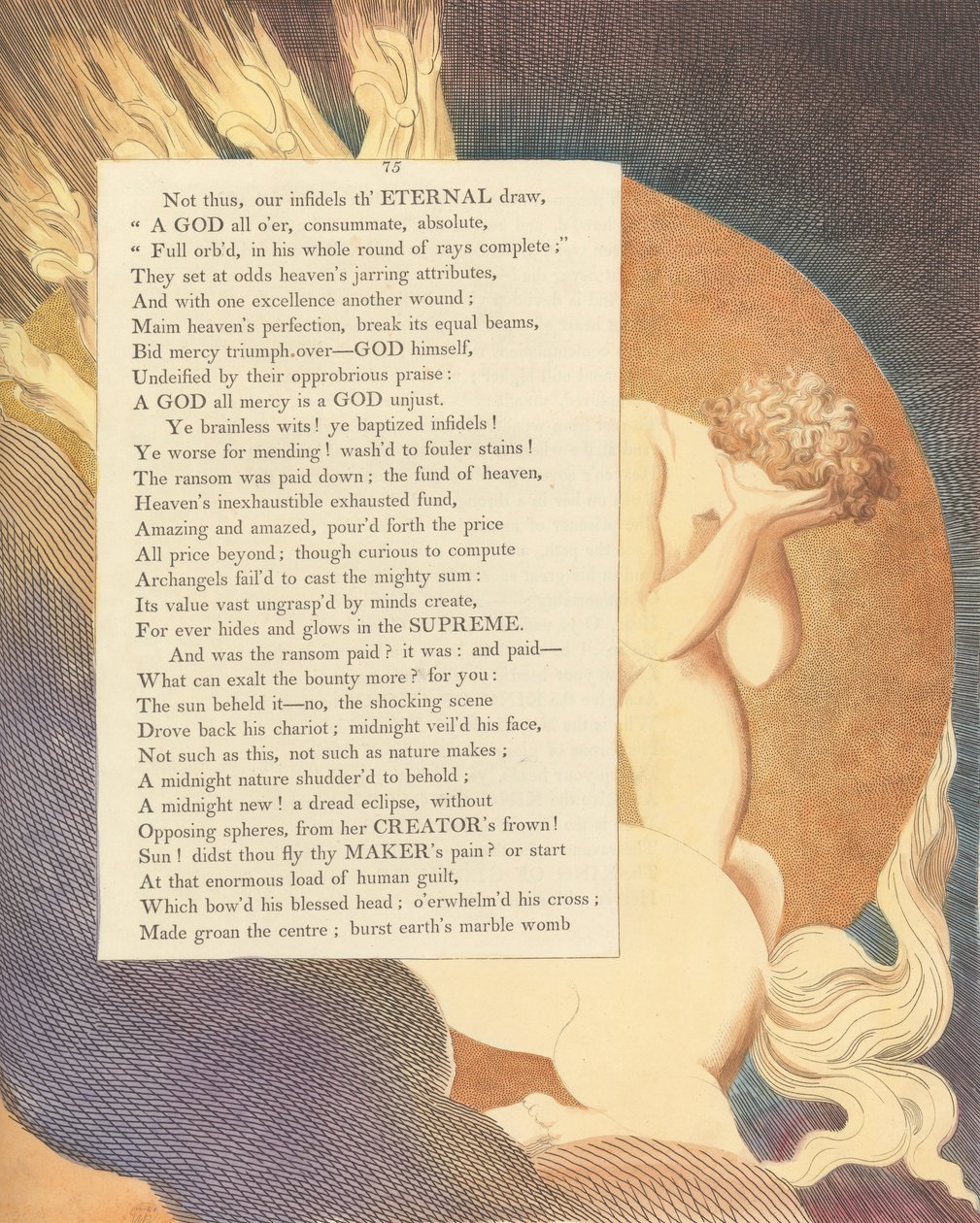 Youngs Night Thoughts, strana 75, The Sun beheld it -- No, the shocking Scene od William Blake