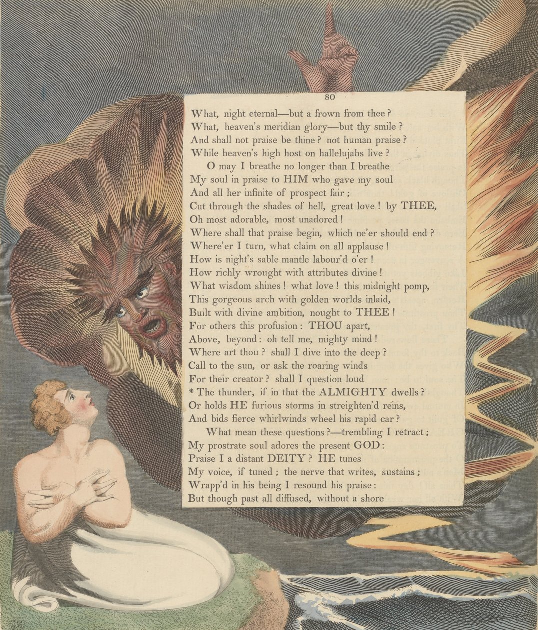 Youngovy noční myšlenky, strana 80, Hřmění, pokud v něm přebývá Všemohoucí. od William Blake