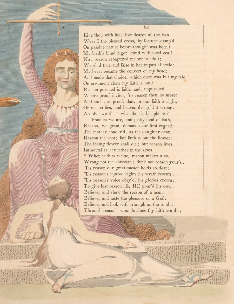 Myšlenky na noc mladých, strana 92, Když je víra ctnost, rozum to dělá od William Blake