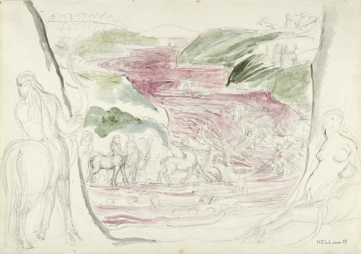 ilustrace k Božské komedii od Dante Alighieriho, 1824-27 (pero a inkoust s wc přes tužku a křídu na papíře) od William Blake