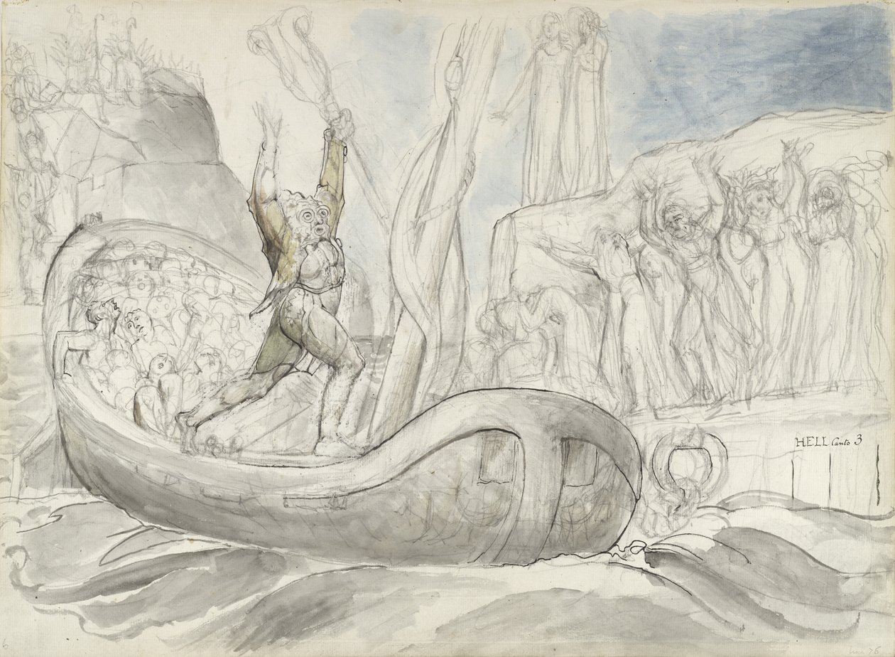 ilustrace k Božské komedii od Dante Alighieriho, 1824-27 (pero a inkoust s wc přes tužku a křídu na papíře) od William Blake