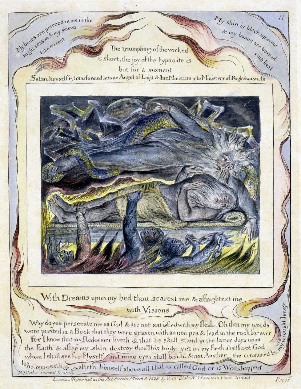 deska 11 Book of Job, 1825 (rytina, wc a mytí) od William Blake