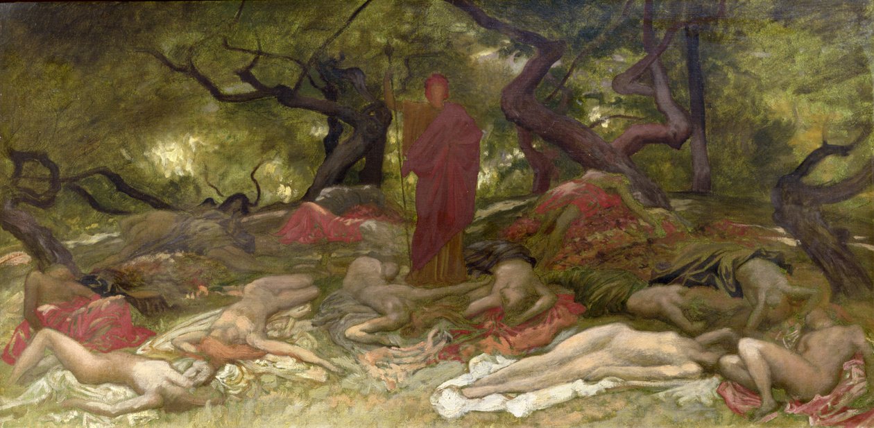 Dionýsos a Bacchanti, kolem roku 1900 od William Blake Richmond
