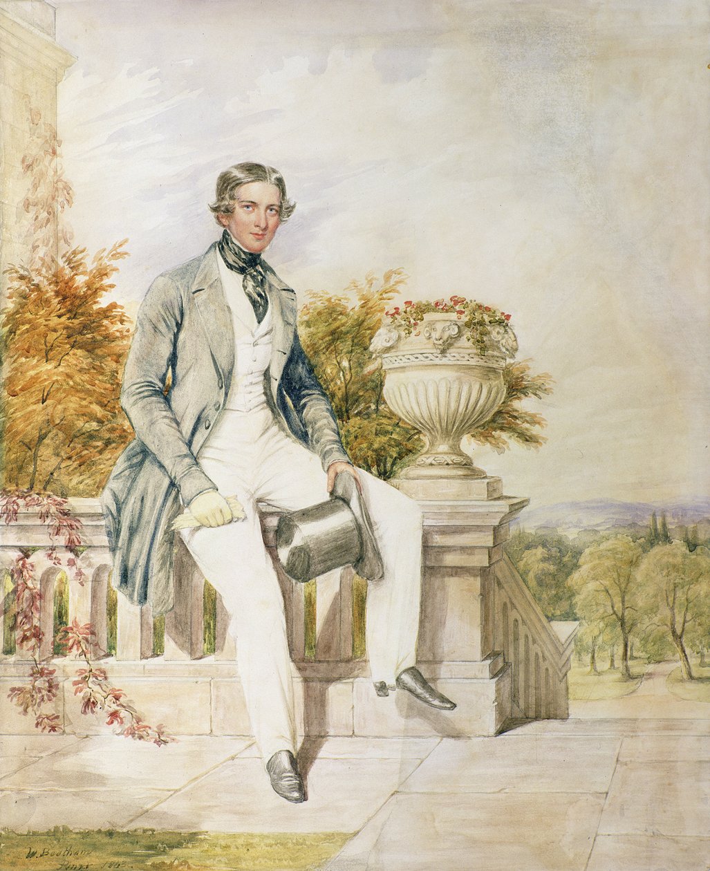Portrét sedícího pána na terase, 1843 od William Bootham