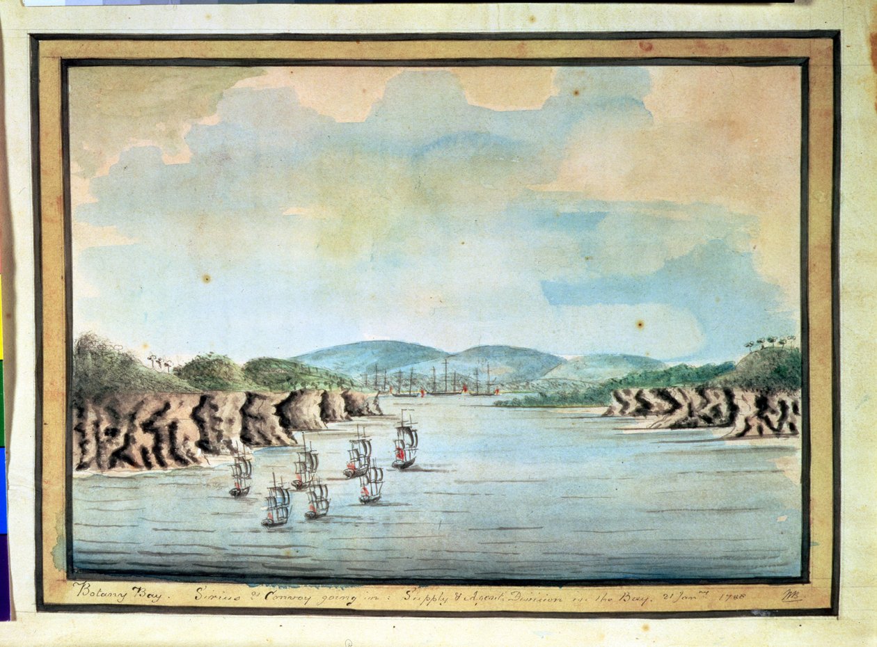 „Sirius“ a konvoj, divize zásobování a agentů mířící do Botany Bay, 1788 od William Bradley