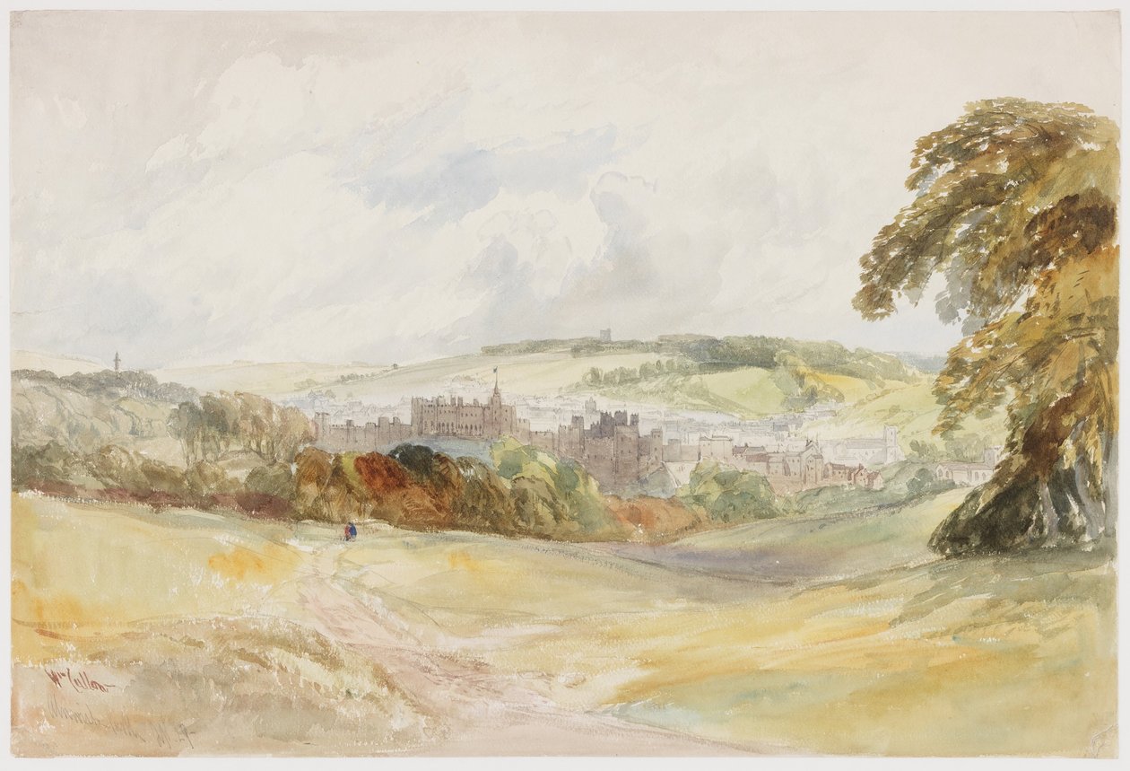 Hrad Alnwick (tužka a akvarel na papíře) od William Callow