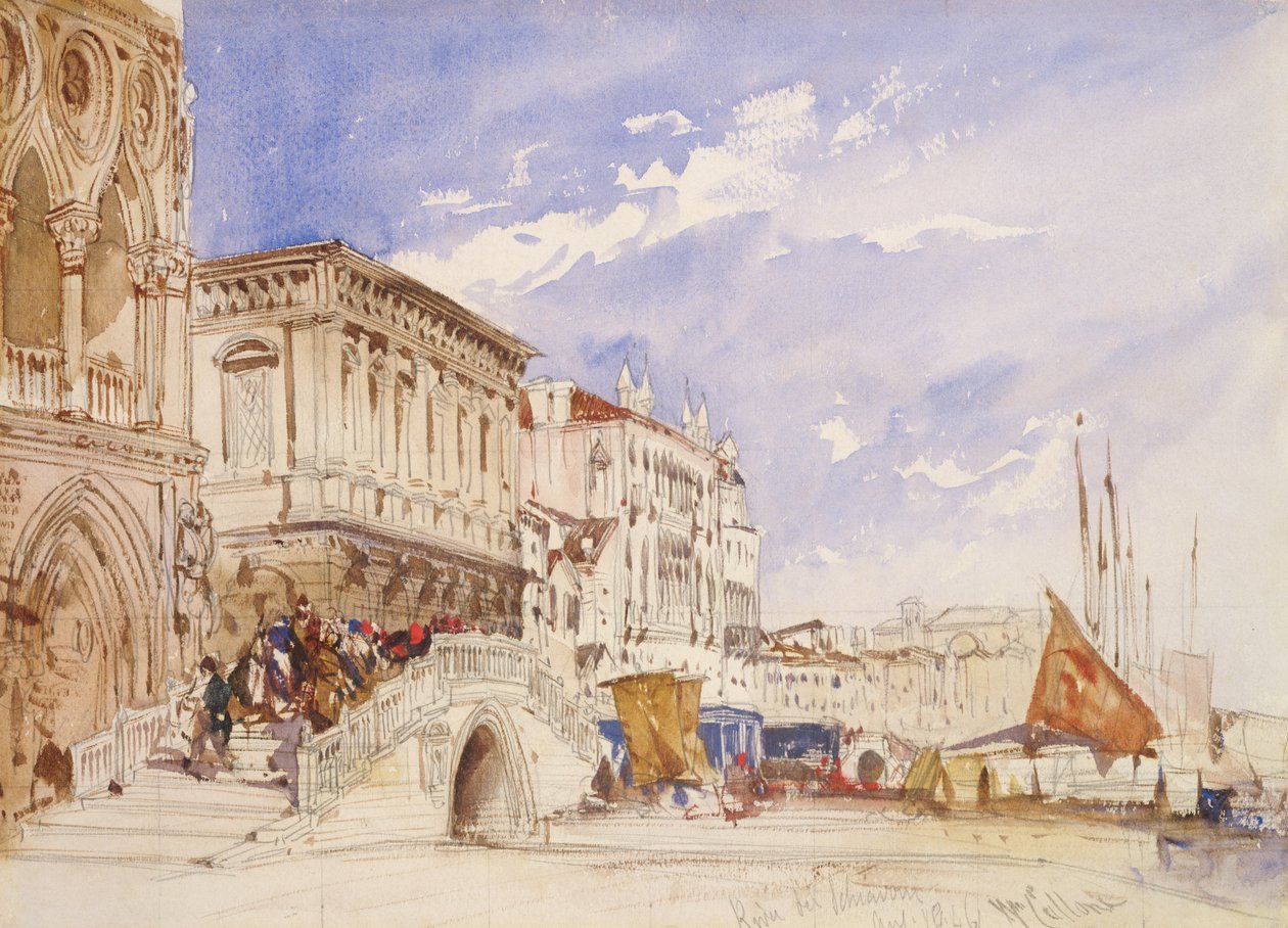 Riva degli Schiavoni, Benátky, 1846 od William Callow