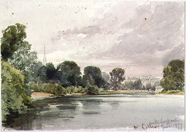 West End of the Serpentine, Kensington Gardens, 1877 od William Callow