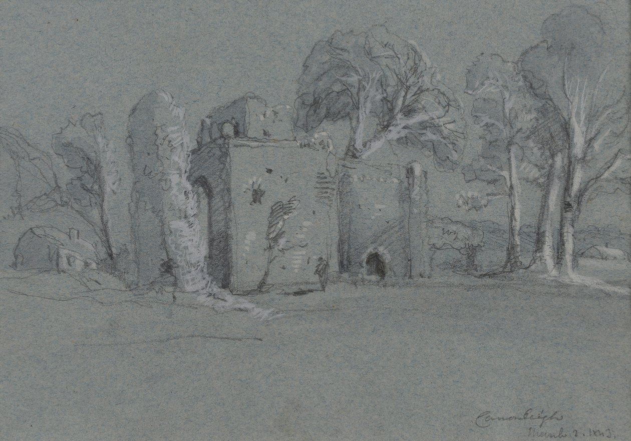 Cranleigh, 2. listopadu 1843 (tužka na šedém papíře zvýrazněná bílou) od William Cave Thomas