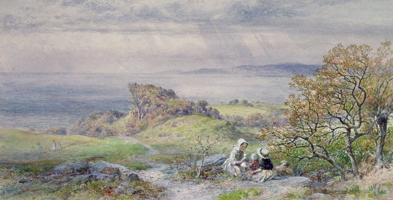 Pobřežní scéna s dětmi v popředí, 19. století od William Collins