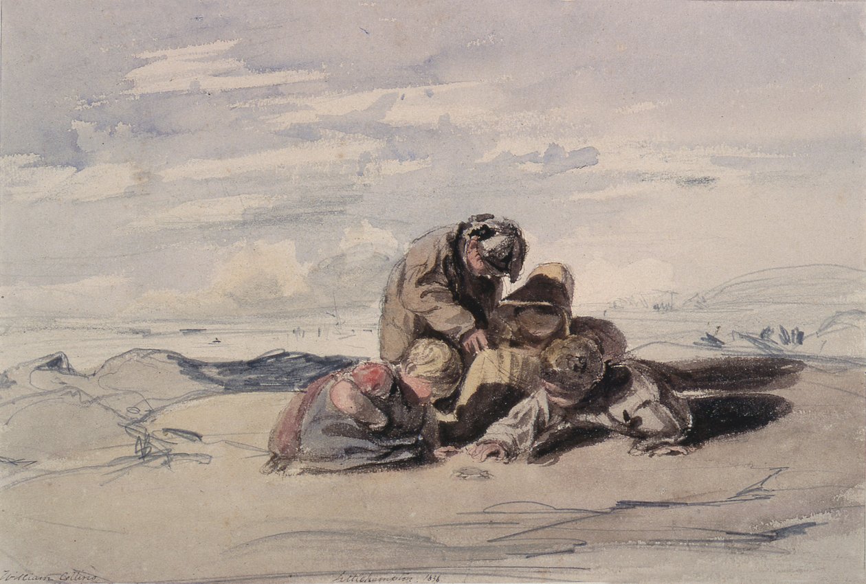 Littlehampton: Studium na pobřeží s dětmi hrajícími si na píscích od William Collins