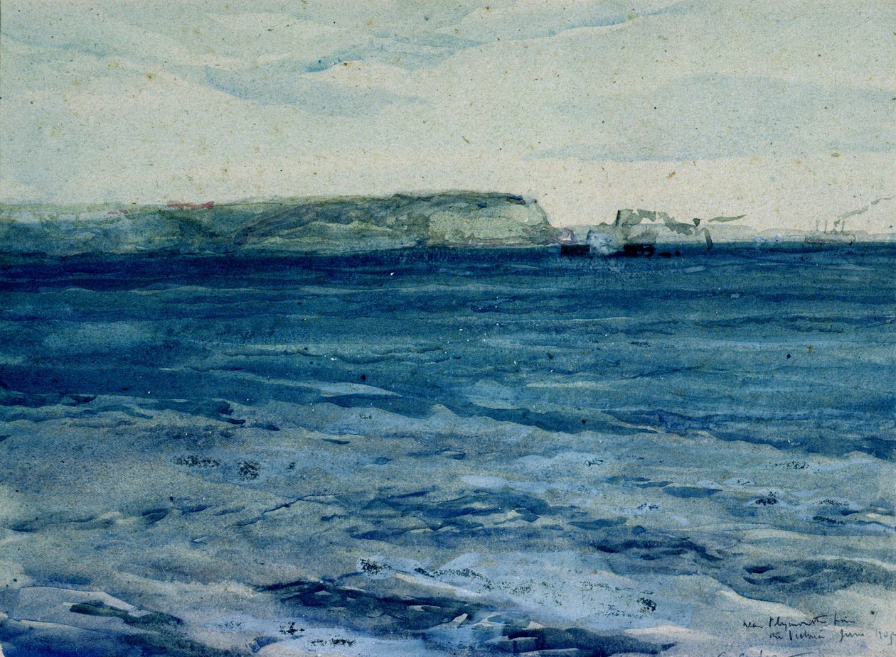 The Blue Waters of Plymouth, 19th (akvarel) od William Collins