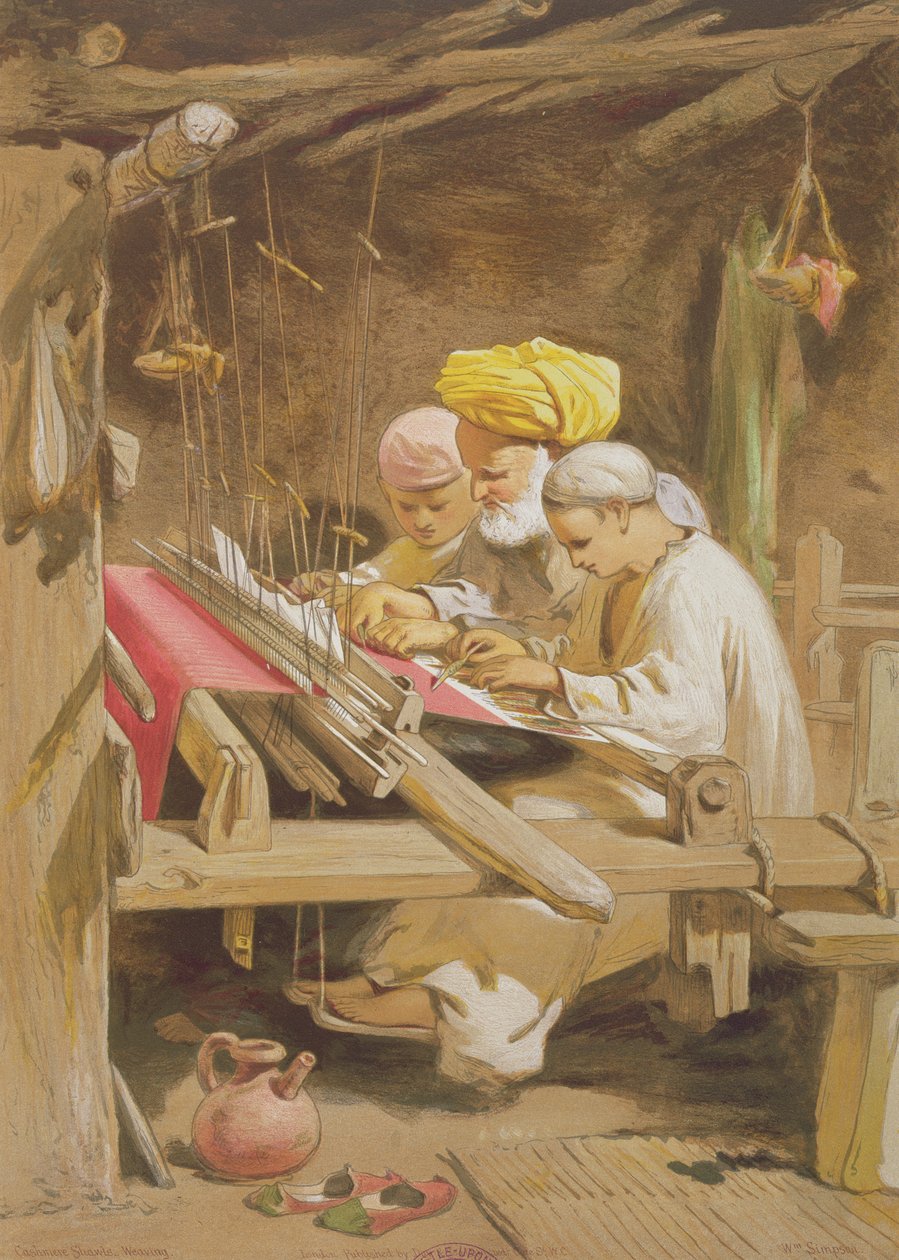 Cashmere Shawls: Weaving, 1863 (chromolitho) od William Crimea Simpson