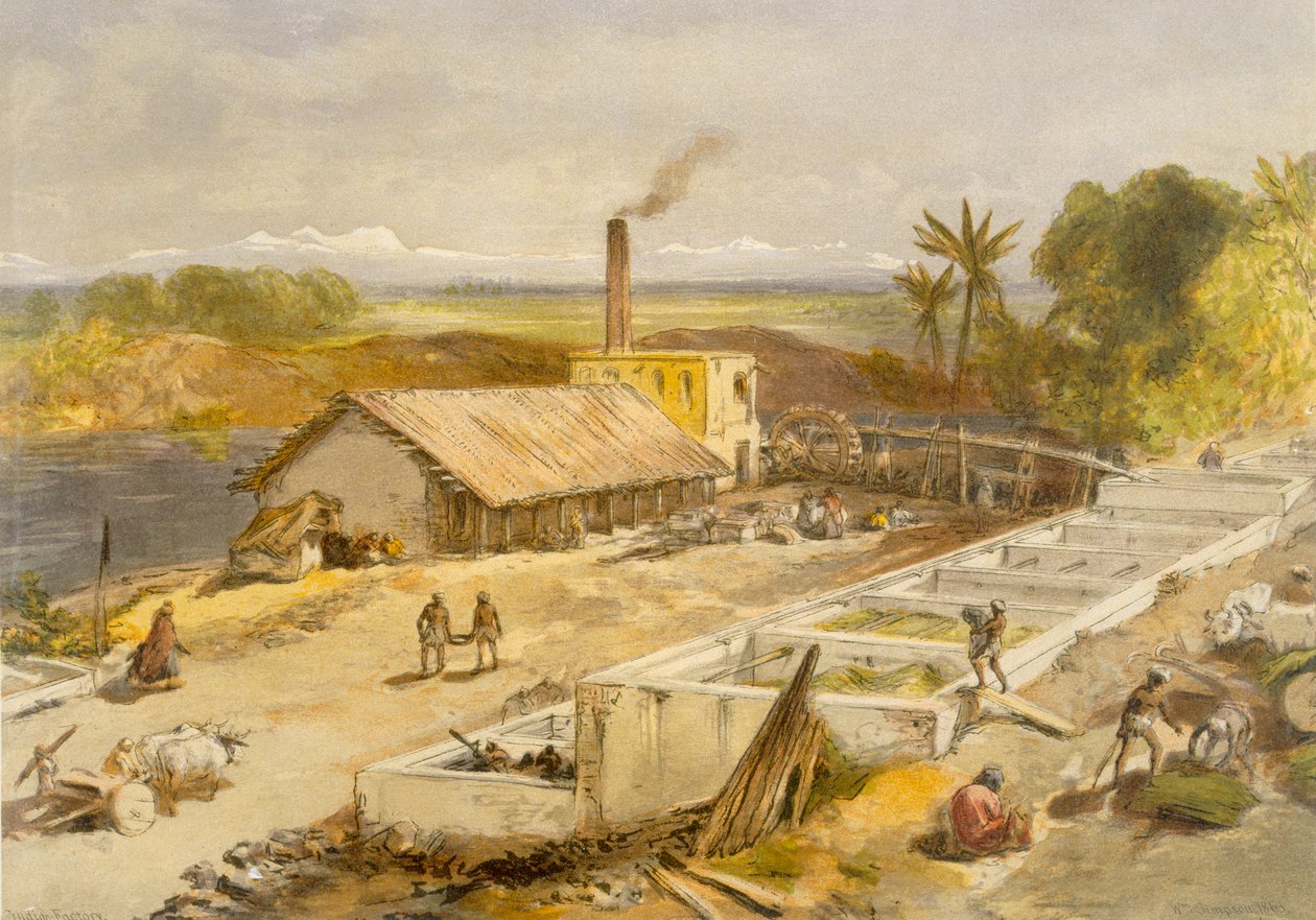 Indigo Factory – Bengálsko, z ‚Indie starověké a moderní‘, 1867 od William Crimea Simpson