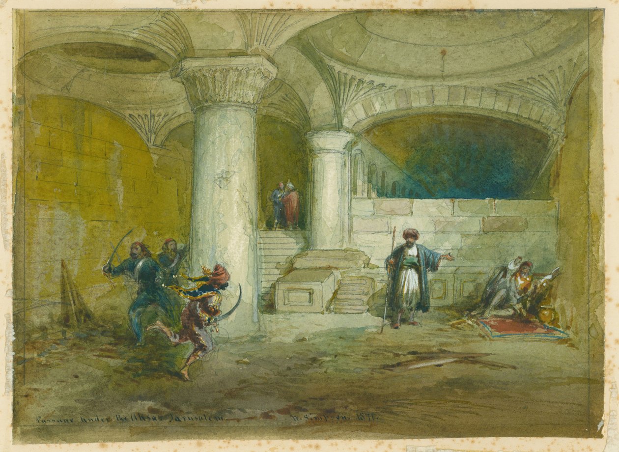 Průchod pod Aksou, 1871 (wc a tužka na papíře) od William Crimea Simpson